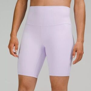 LULULEMON Double Lined Align Bike Shorts size 10 ins 8 in Lilac Ether Lavender